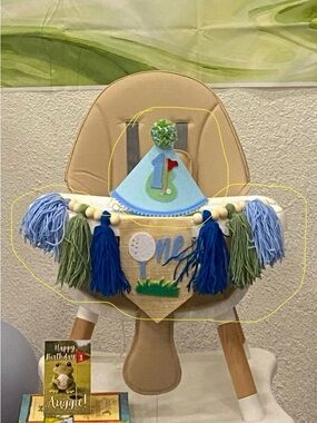 First Birthday High Chair Banner - Golf Theme